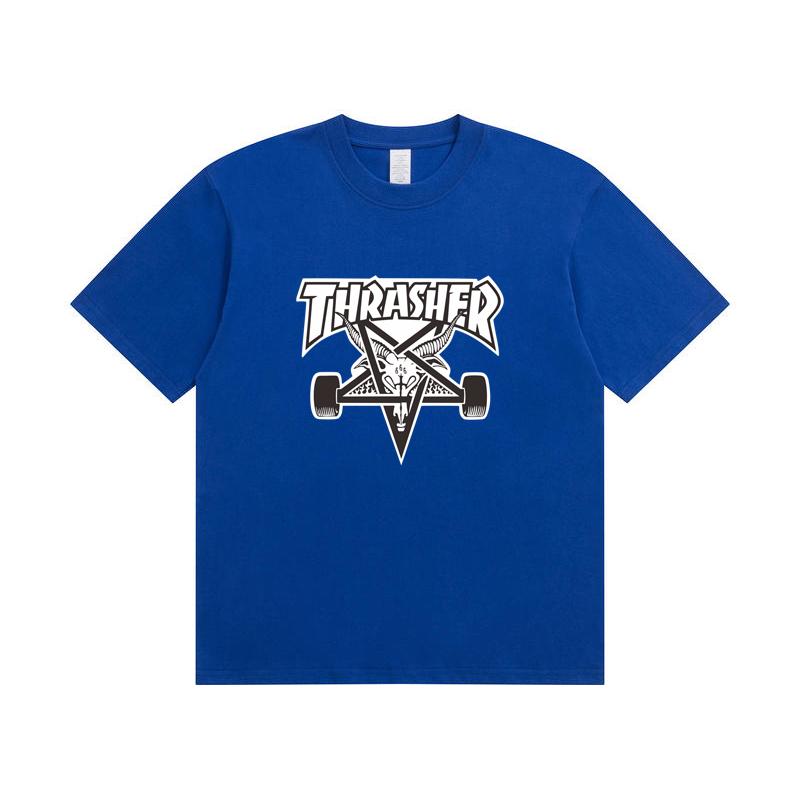 A1-07 Летняя футболка Thrasher с принтом букв для мужчин и женщин, оверсайз, хлопок, короткий рукав, повседневная уличная футболка