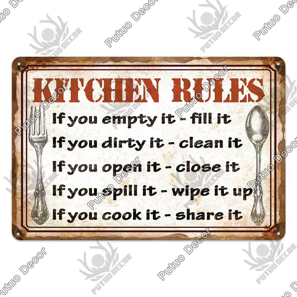 Decor Kitchen Retro Tin Sign Plaque Metal Vintage Iron Painting Wall Art Posters for House Home Dinning Room Decoration
