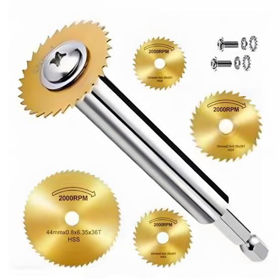 Труборез с 5 сменными пильными полотнами, компактный дизайн, портативный ударный набор для резки труб из ПВХ с шестигранным хвостовиком 1/4 дюйма