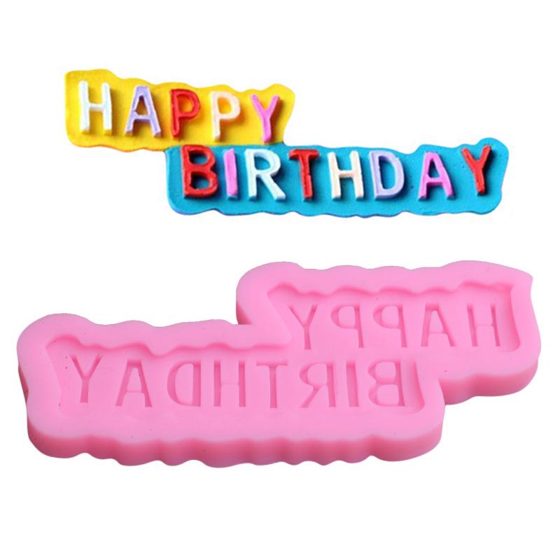 Vogue Chocolate Happy Birthday Mold Fondant Mold Cake Decoration Tools Silicone Letter Baking Tools High Quality Cupcake Mold 1PC