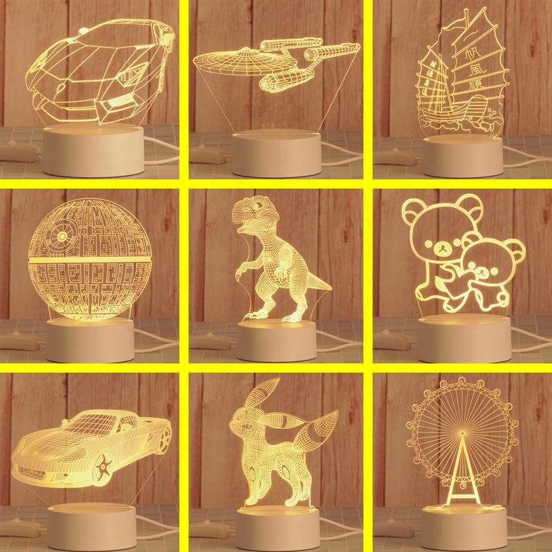 Сенсорный датчик Магнитный 3D Многоцветный акриловый чувствительный светодиодный простой акриловый перезаряжаемый ночник для