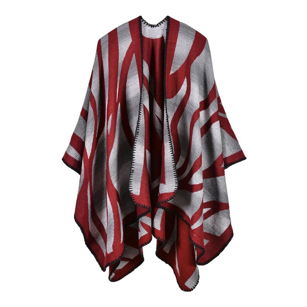 Women Winter Warm Oversized Printing Blanket Cape Wraps Shawl Cardigans
