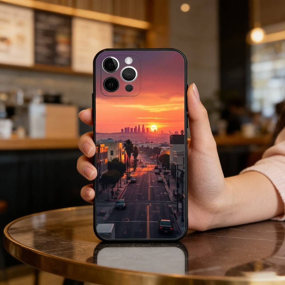 California Travel Los Angeles Phone Case For iPhone 17,16,15,14,13,12,11 Plus,Pro Max,Soft Silicone Black Cover