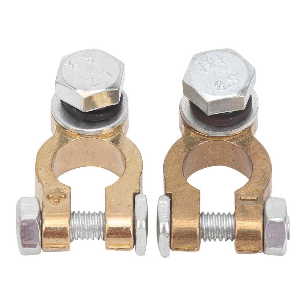 2PCS Alloy Battery Terminal Connectors Brass Positive Negative Terminals Top Post Connectors Boat