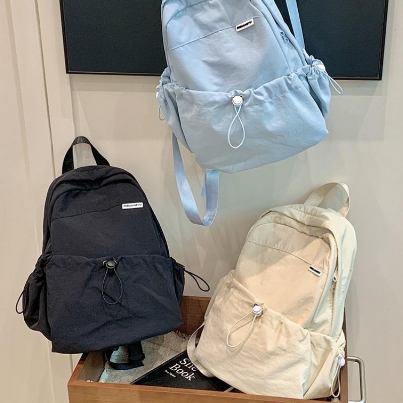 School Bag New Casual Backpack Travel Versatile Solid Color Light Large Capacity Student Bag