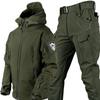 Men's Autumn and Winter Plush and Thicken Camouflage Breathable Windproof Jacket and Pants 2 Pcs Sets