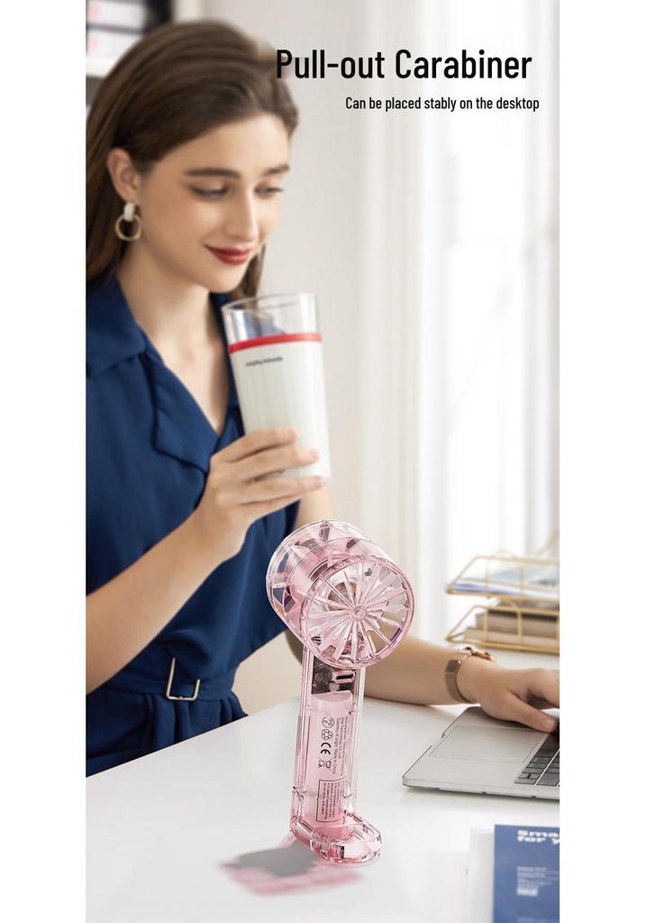2026 Transparent Mini Turbine USB Handheld Fan with Ice Pack Cooling