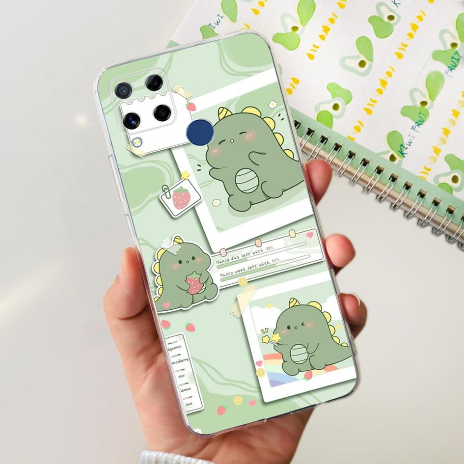 For Realme C15 Case Fashion Marble Butterfly Flower Soft TPU Phone Case For Realme C15 RMX2180 RMX2195 Coque C 15 Silicone Cover