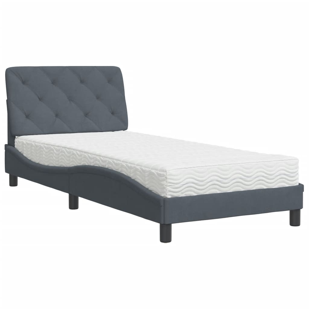 Bed with Mattress Dark Grey 80x200 cm Velvet