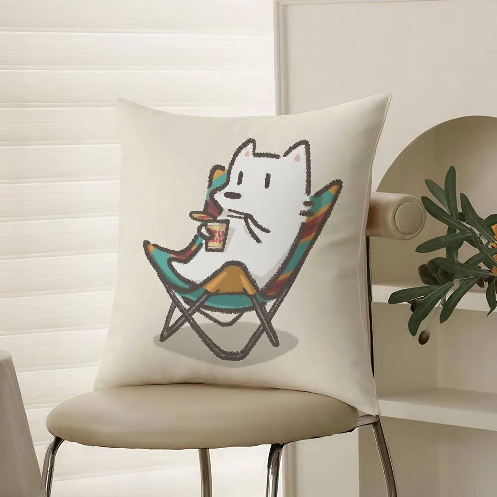 Happy Office Worker Cartoon Work Pillow Case Comfort Sofa Bed Silky elegant Invisible zipper Decorative cushion cover