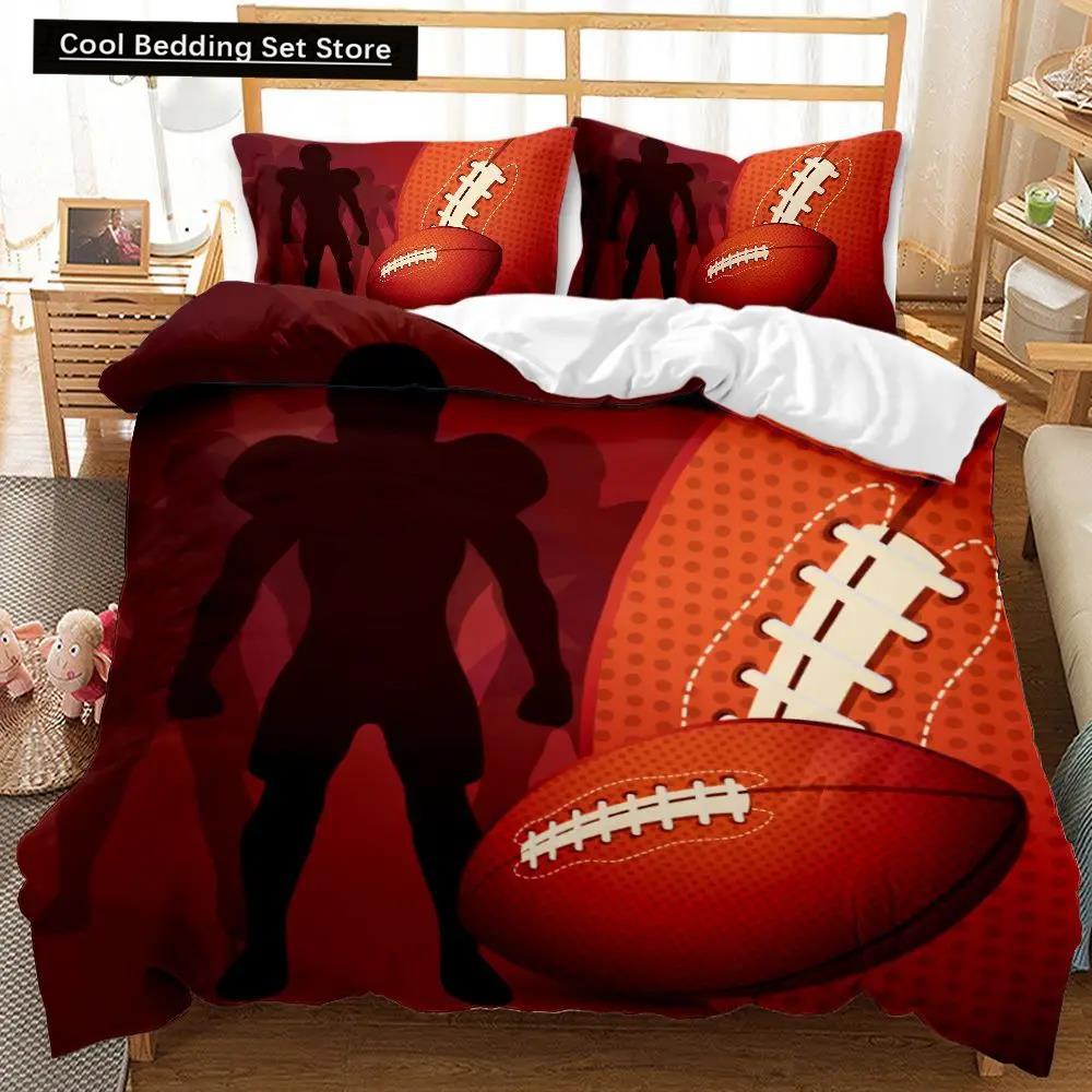 Футбольный комплект постельного белья Футбол с огнем Комплект постельного белья для подростков Футбольный комплект постельного белья Double Queen King Size из полиэстера