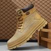 Модные мужские плюшевые зимние ботинки Модные мотоботильоны для мужчин Зимние ботинки на шнуровке Боты Мужская кожаная обувь с высоким верхом для улицы