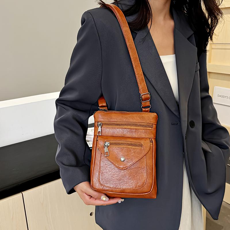 Сумка для мобильного телефона женская ретро мягкая кожаная сумка через плечо кошелек для монет