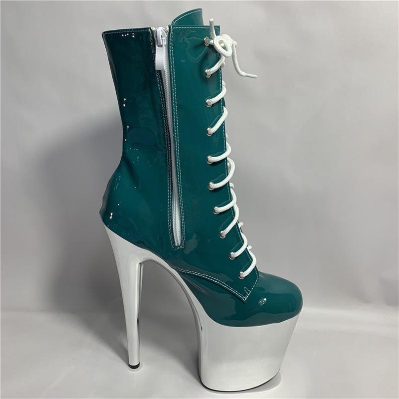 Осенние женские модные полусапожки с круглым носком, на супервысоком каблуке, водонепроницаемой платформе 20 см, трендовые низкие, подчеркивающие ноги, тонкие зеленые модные ботинки