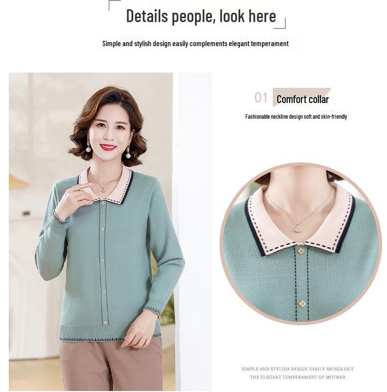 Autumn 2023 Chic Long-sleeve Top for Middle-aged Women