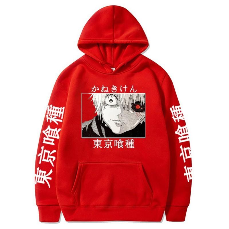Anime Hoodie Ken Kaneki Graphic Print Streetwear Casual Sweatshirt Men Fall