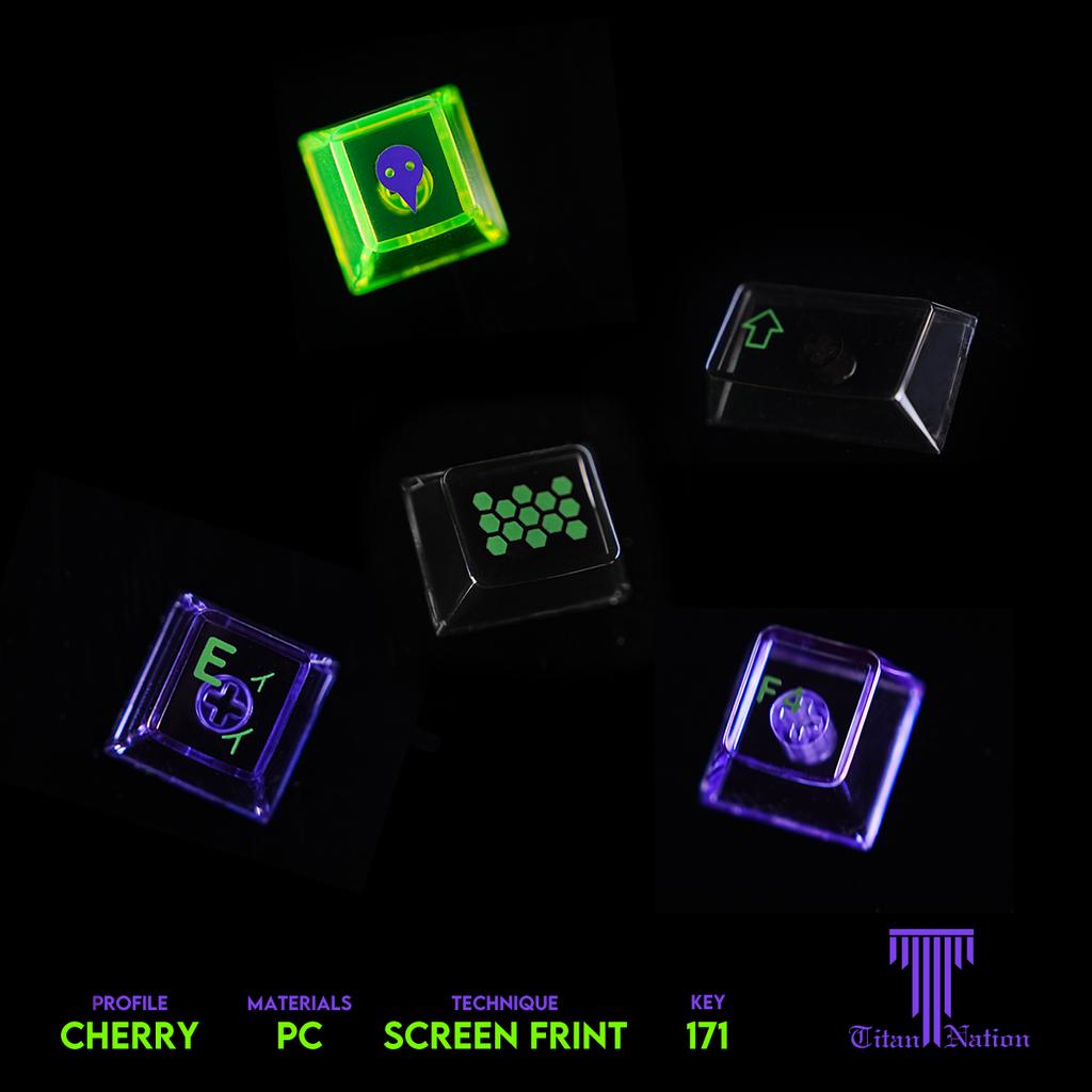 Eva01 Keycap Pc Pbt 171 Key High Translucent Cherry Purple Keycap Animation Anime Keycaps 7U/Alice Layout Split Space Keycap