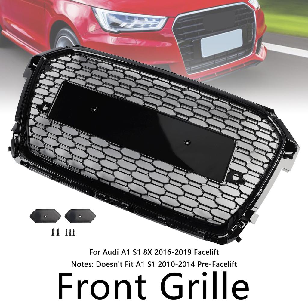 RS Style Honeycomb Bumper Grille Fit A1 S1 8X Facelift 2016-2019 Black