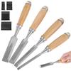 4Pcs Wood Chisels Set Sharp Chrome-Vanadium Steel Wood Carving Chisels Ergonomic Wood Carving Tools for Carpentry Woodworking