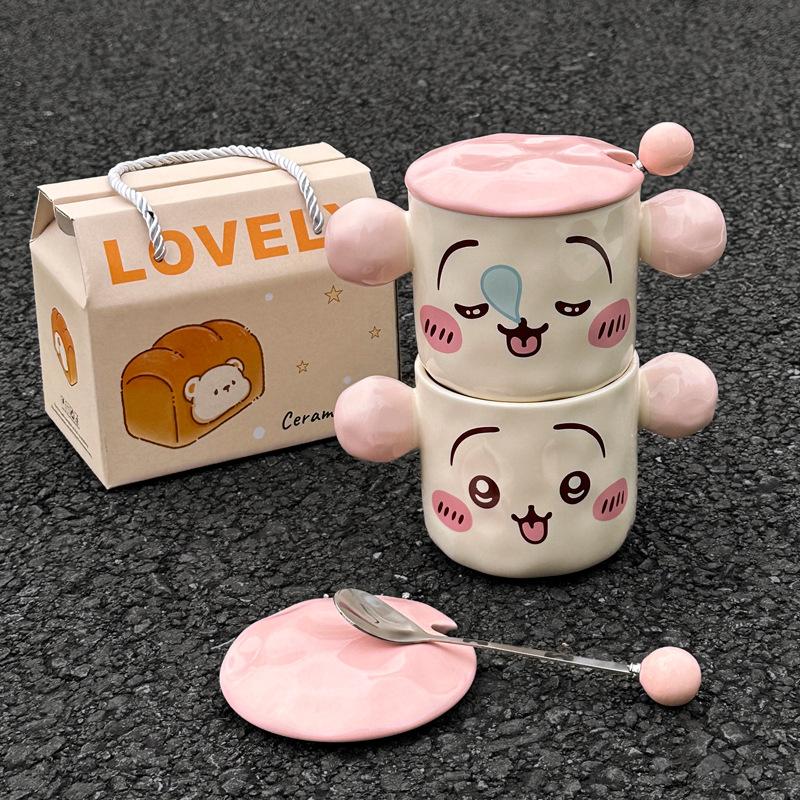 Girls' Heart Cup with High Appearance and Cute Ceramic Mug with Lid Birthday Gift for Girls Practical Gift Box for Best Friend