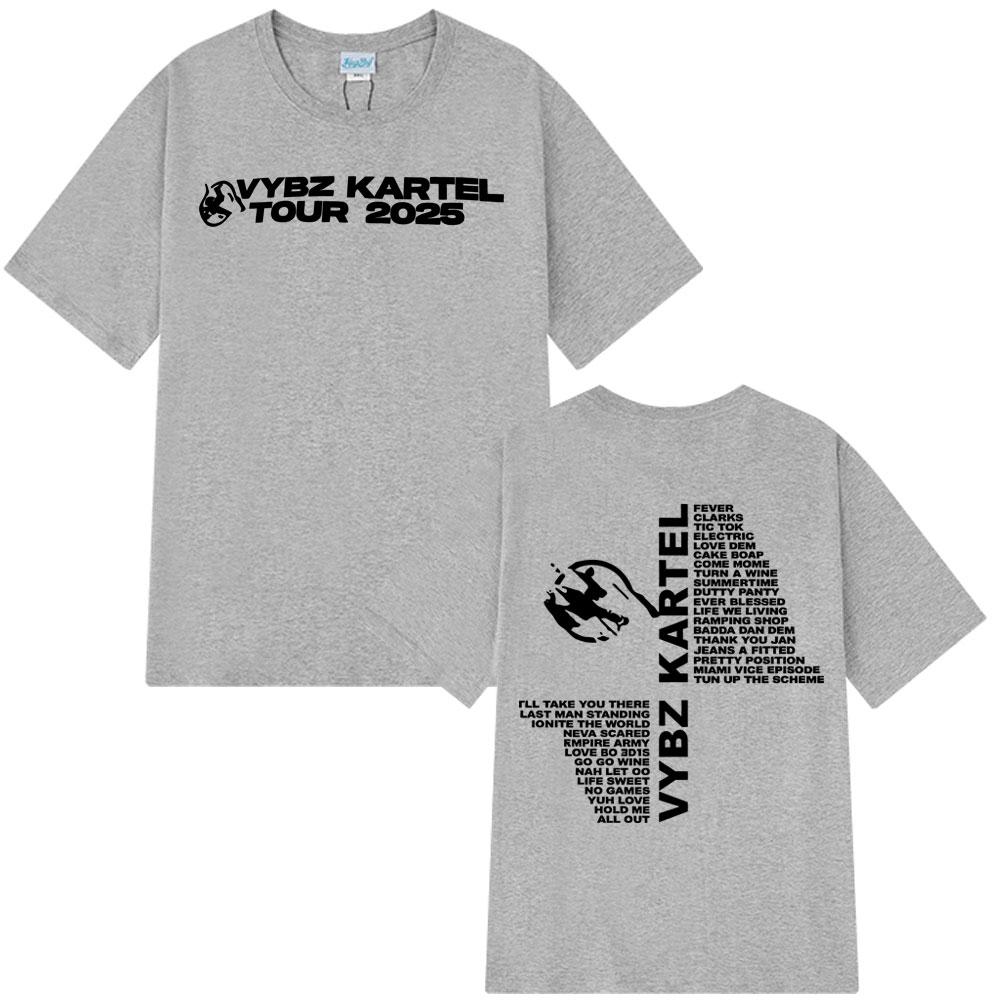 2025 Rapper Vybz Kartel Tour New Album Mens Women Fashion Harajuku Oversized 100% Pure Cotton Printed Breathable T-shirt