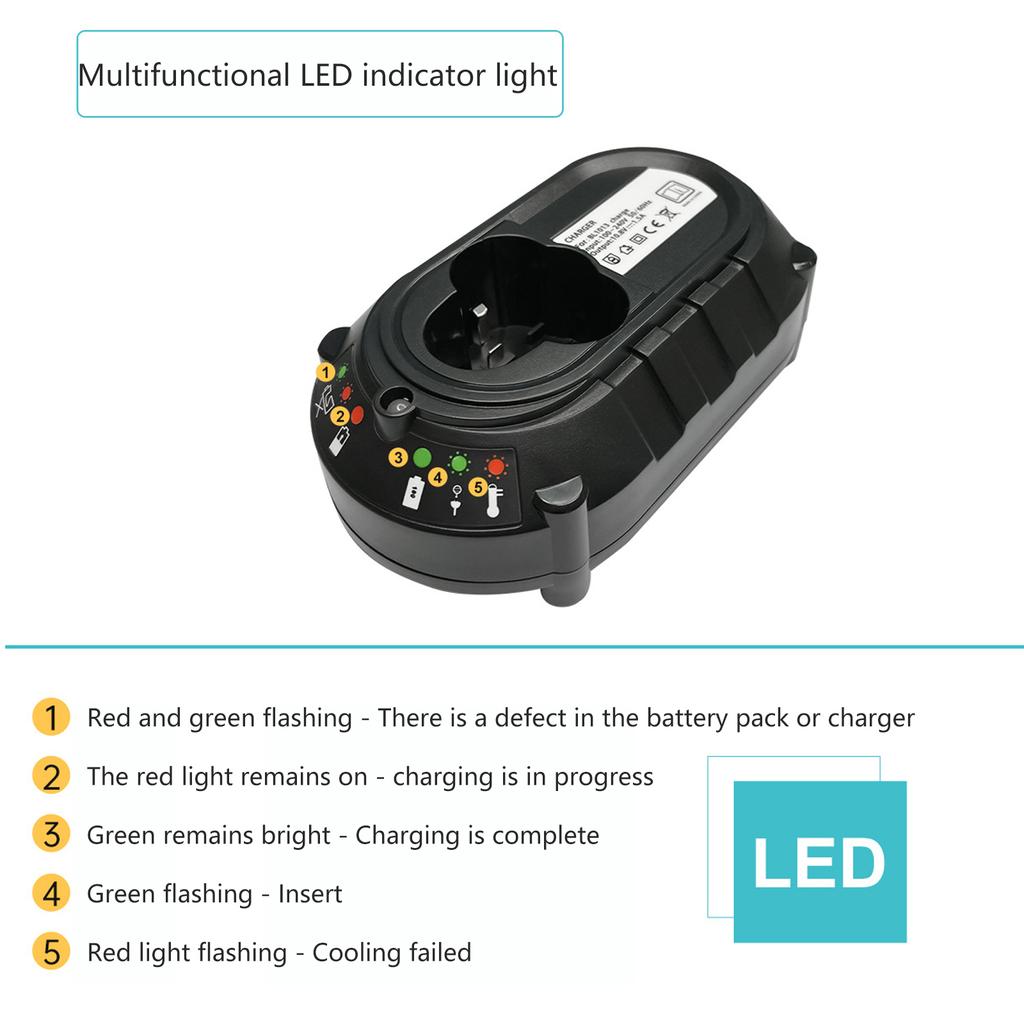 Подходит для Makita BL1013 DC10WA 10.8V Быстрое зарядное устройство для аккумулятора Литий-ионный аккумулятор Новый