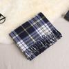 Double-Sided Velvet Scarf With Tassel Decoration Plaid Print Autumn Winter Warm Cashmere-Like