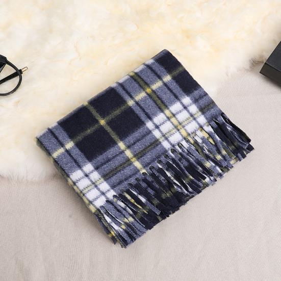 Double-Sided Velvet Scarf With Tassel Decoration Plaid Print Autumn Winter Warm Cashmere-Like