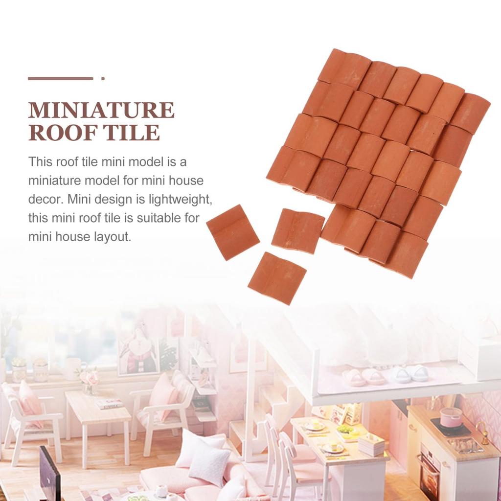 Миниатюрный набор для диорамы из кирпичной плитки Toyvian Миниатюрная кирпичная блочная плитка Миниатюрная модель кирпичной черепицы для крыши Детали мини-кирпичной диорамы Сцена из плитки для строительства своими руками