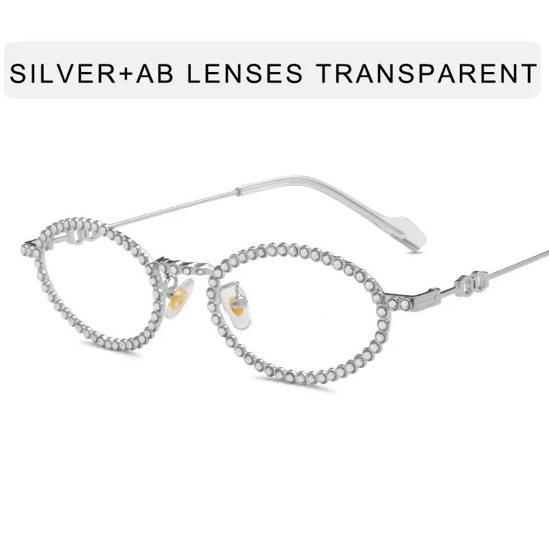 Decorative Rhinestone Oval Sunglasses Women's Vintage Designer Sun Glasses Metal Frame Women Fashion Eyewear Gafas De Sol