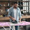 Foldable Ironing Board Full-Size Itoning Board Height Adjustable Iron Board with Print Flower Heat Resistant Cover, 42" Long Ironing Board with Steam