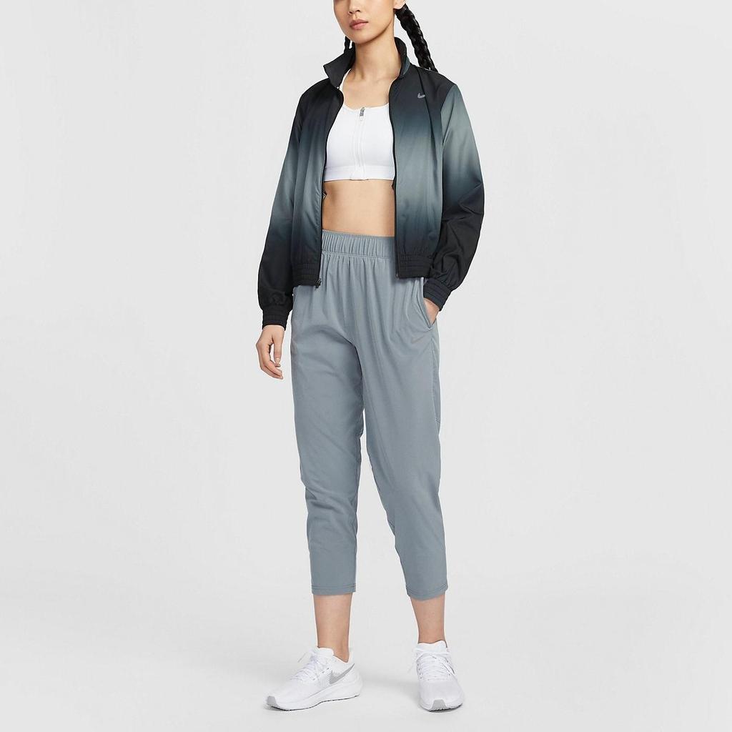 Nike Женские беговые брюки Dri-FIT Fast с завышенной талией, укороченные, зауженные, дымчато-серые FB7030-084