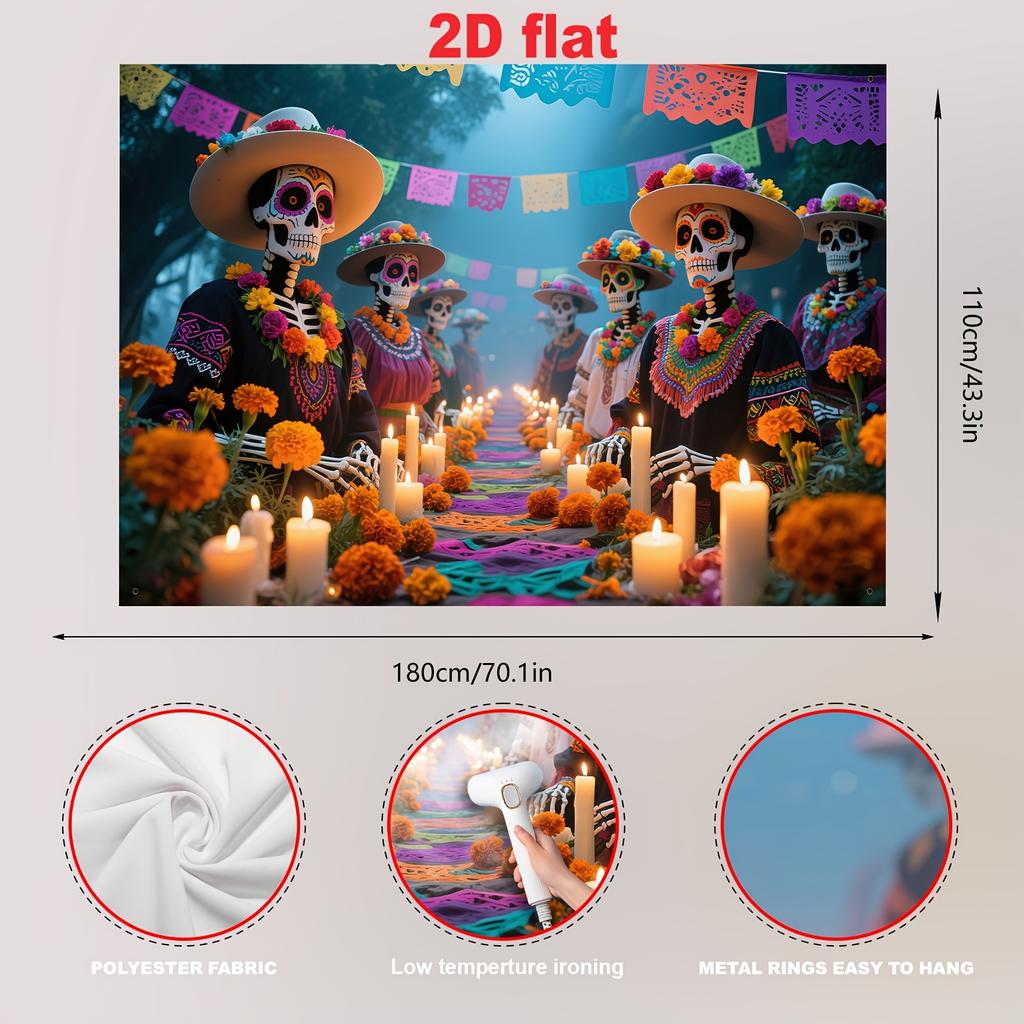 2D flat banner [Party banner, flag] 1 piece (43.3*70.8 inches / 110*180 cm), polyester material,zyc