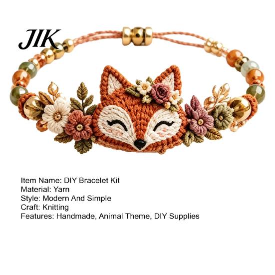 Weaving Bracelet Kit DIY Woven Animal Kit, Handmade Fox Cat Deer Bird Craft Set Crafts, Floral Crochet for Beginners Adults
