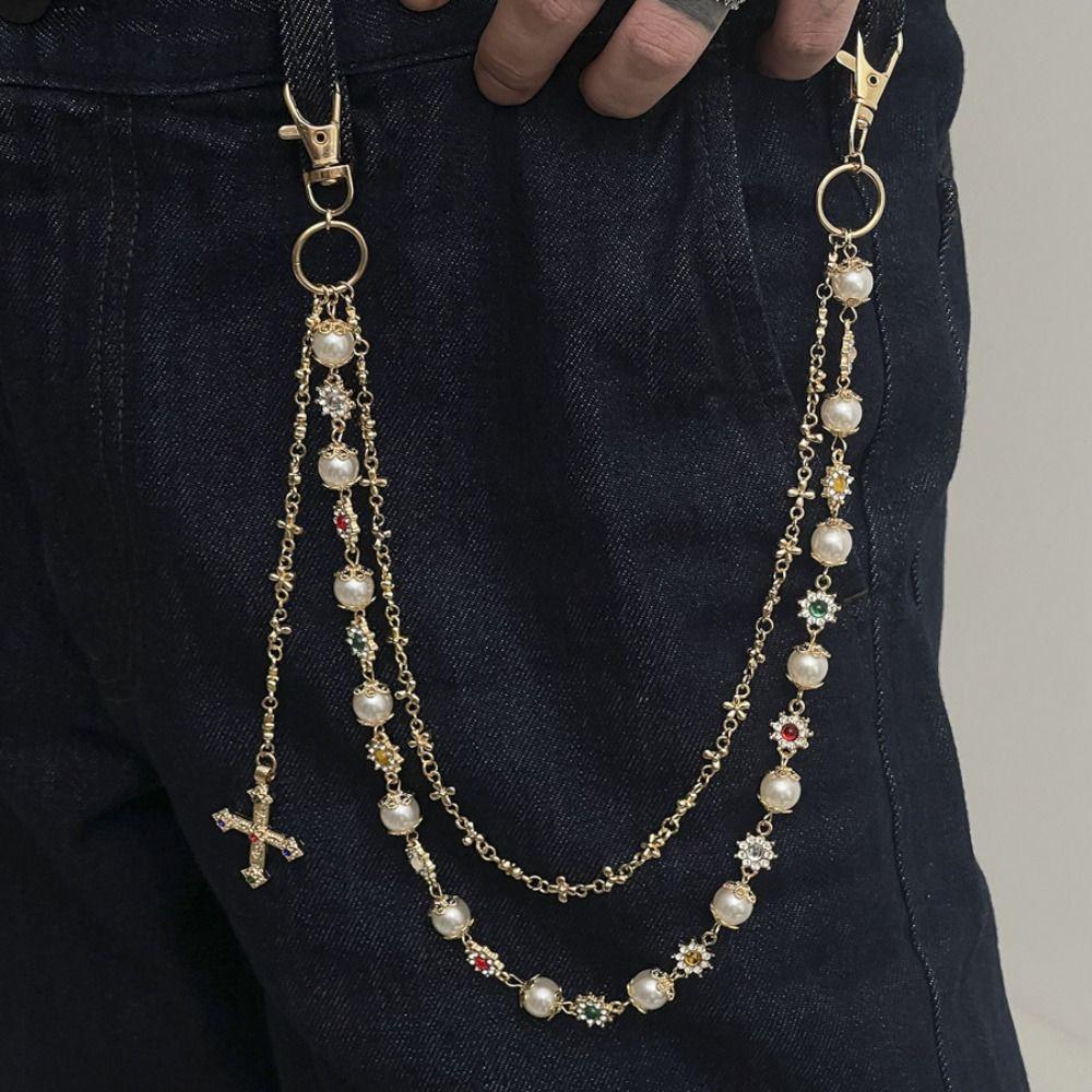 Tassel Pearl Waist Chain Zinc Zinc Zinc Alloy Pants Chain Fashion Tassel Jeans Chain Jeans