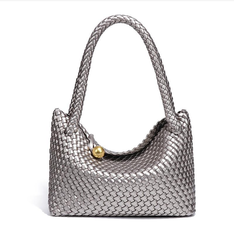 Плетеная сумка, модная женская сумка для переноски вручную, нишевый дизайн, сумка на одно плечо под мышкой, высококачественная и ретро-сумка для ланч-бокса