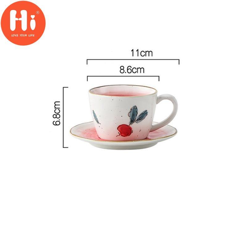 Керамическая чашка для кофе и блюдце, 175 мл, чашка для послеобеденного чая, фарфоровая чашка для молока, ручная роспись, лимон