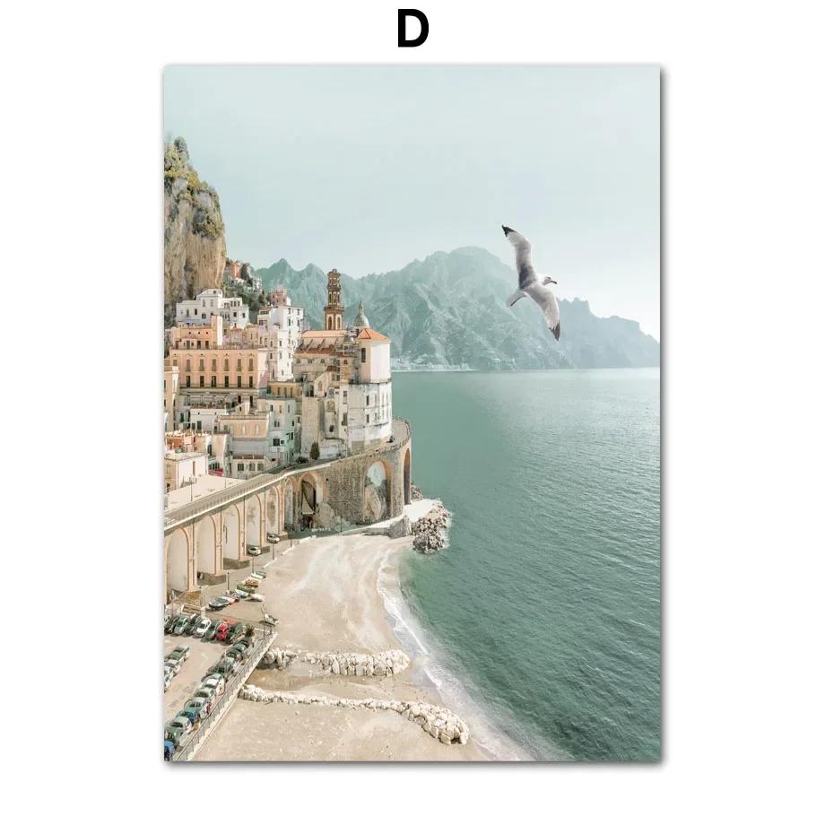 Italy Cinque Terre Sea Town Boat Fruit Tree Nordic Wall Art Canvas Painting Posters And Prints Pictures For Living Room Decor