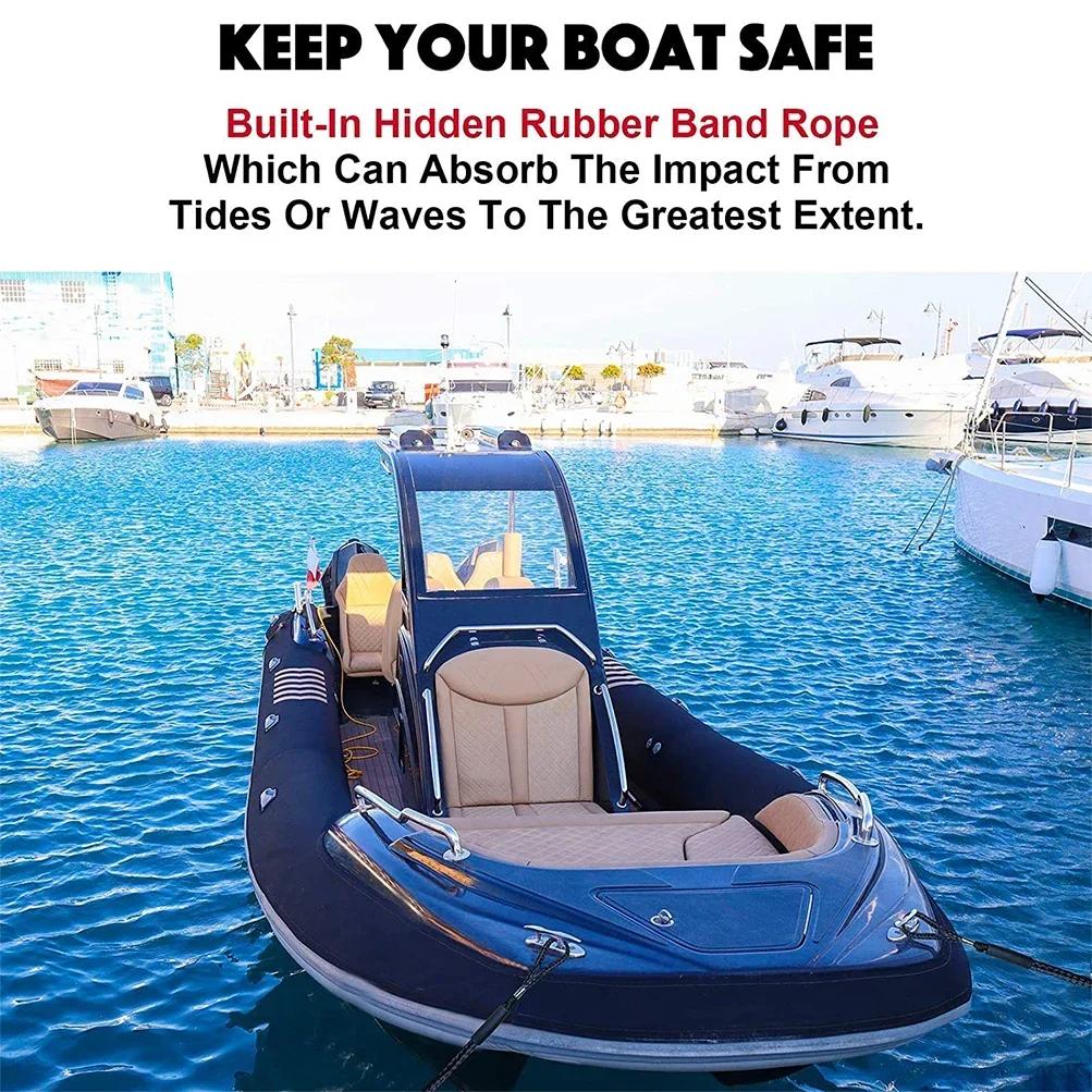Boat Bungee Dock Lines 4FT Elastic Mooring Rope With 316 Stainless Steel Clip Shock Absorbing Docking Cord For Kayak Jet Ski Pontoon SeaDoo