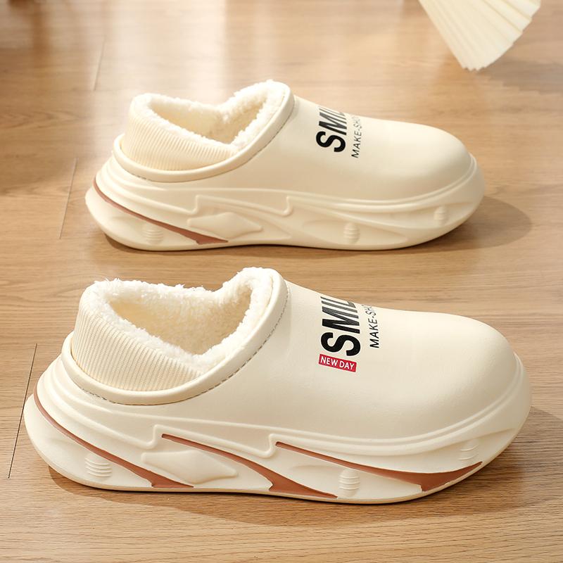 Fashion Winter Men's Slippers Warm Cotton Slides Wrap Heels Outdoor Snow Shoes New Men Women Bedroom Home Plush Slippers