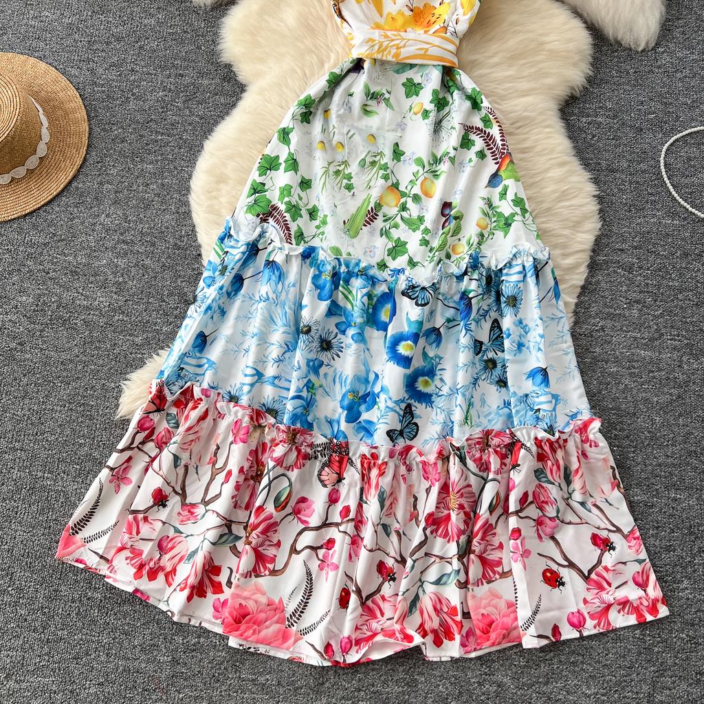 Summer Women Elegant O-neck Designer Print Long Midi Holiday Beach Party Dresses