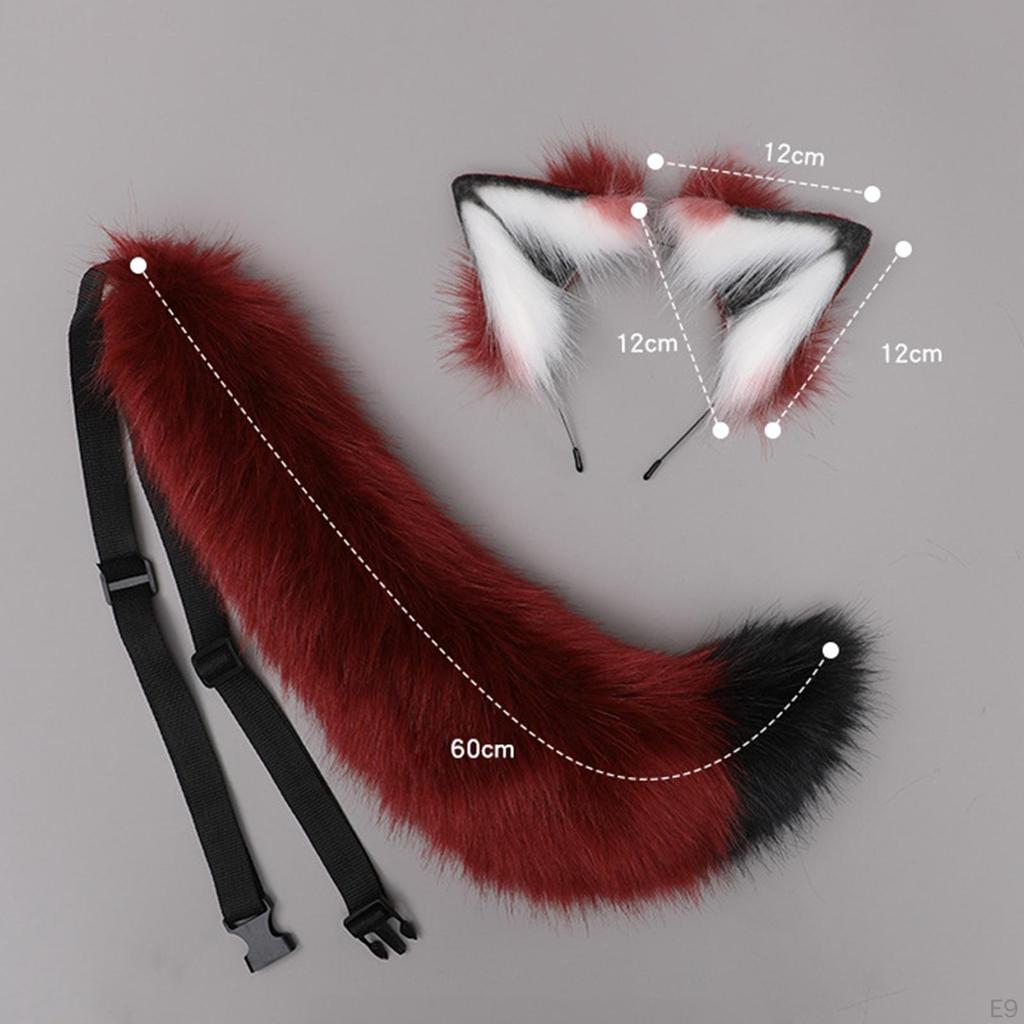 Плюшевый набор: уши волка с хвостом, аксессуары для волос для аниме-косплея, мягкое украшение, пушистая заколка для маскарада