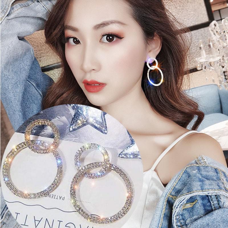 925 Silver Needle Korean Fashion Big Crystal Heart Earrings For Women Jewelry Trending New Luxury Women's Zircon Earrings