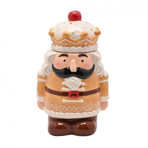 Santa & Friends Ceramic Gingerbread Nutcracker Treat Jar
