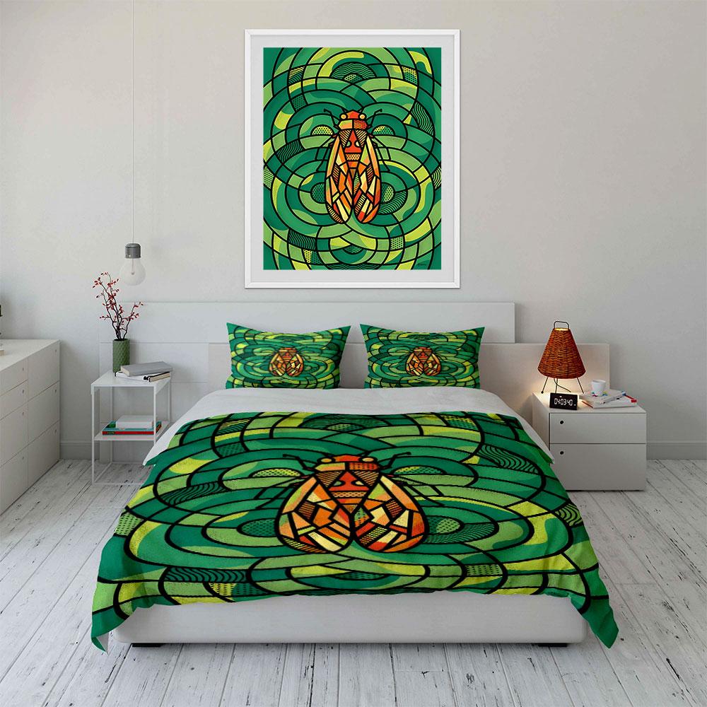 Geometric insect stained glass. Bedding sets Duvet cover sets Duvet covers Pillowcases(1*Duvet Cover 2*Pillowcases without duvet insert)