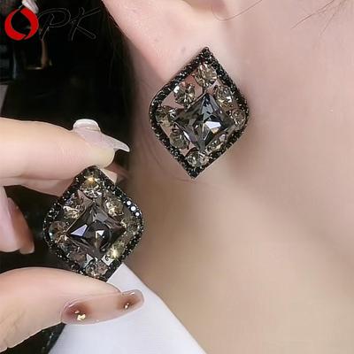 Темпераментные серьги с черными бриллиантами и кристаллами, новые модные нишевые дизайнерские серьги