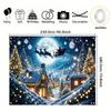 1 piece, Christmas village background banner, holiday wall decoration, including Santa Claus, Christmas tree, and snow scenery