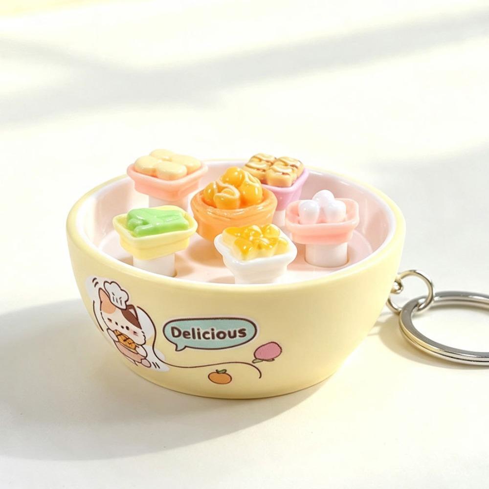 Simulation Food Clicking Pressure Relief Toy Cute Cat Series Button Press Click Keyring Office Use