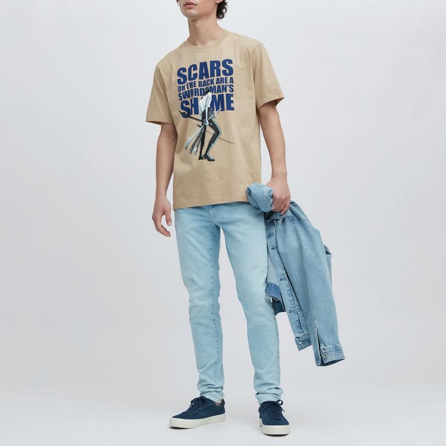 Uniqlo X One Piece Коллаборация SS23 Архивный Персонаж Принт Буквами Футболка с Коротким Рукавом Унисекс Футболки Бежевый 459207-31