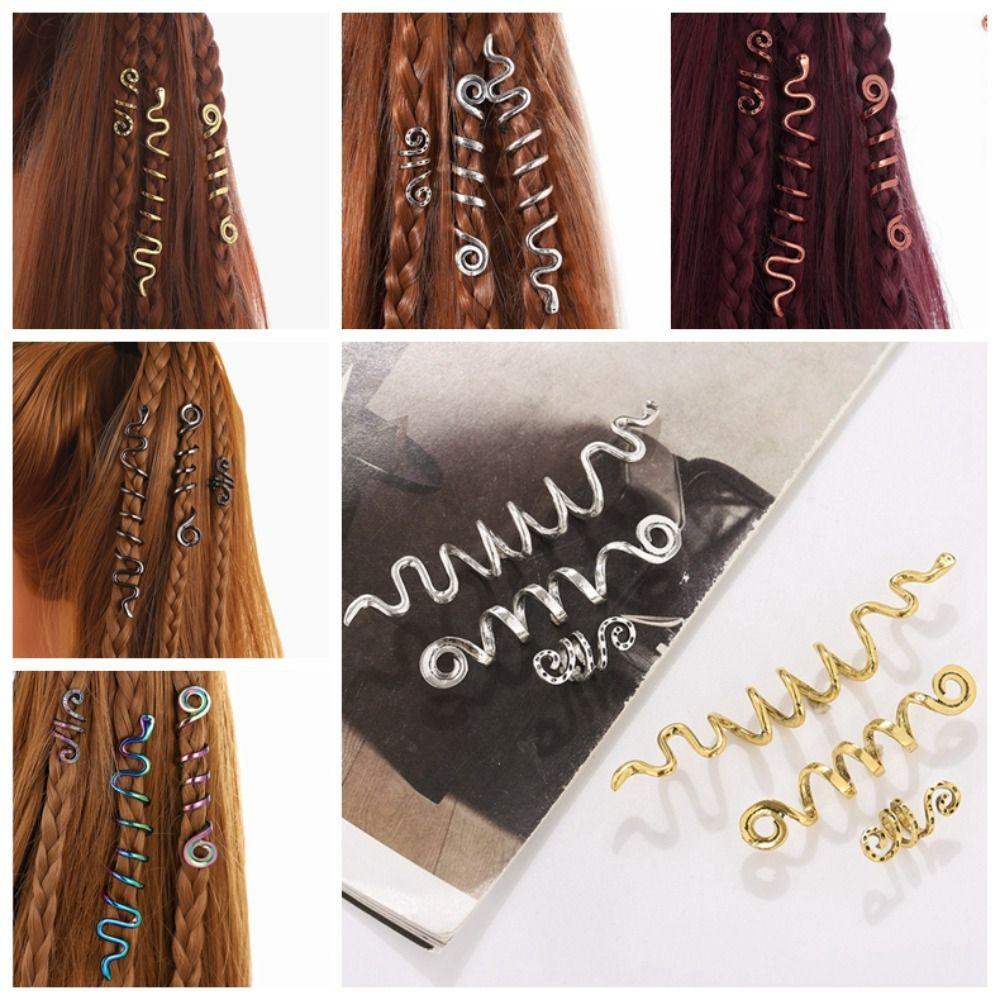 3pcs Metal Cuff Clips Viking Beads Celtic Knot Dreadlock Beads Hair Braid Rings for Women Girls